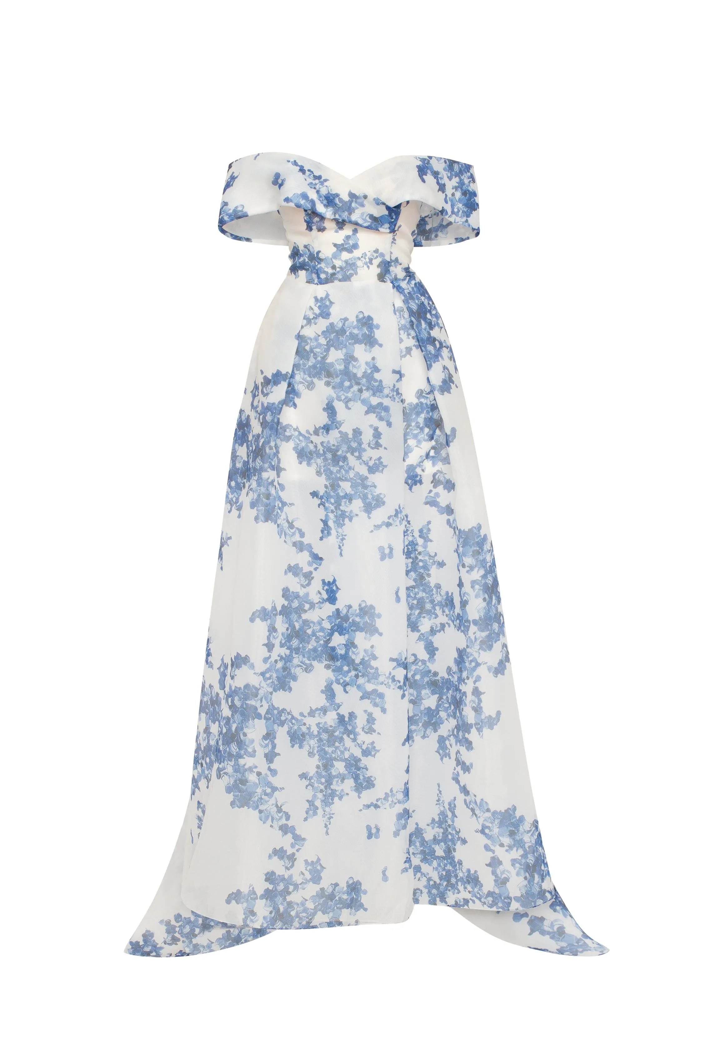 Catchy off-the-shoulder blue hydrangea maxi dress, Garden of Eden