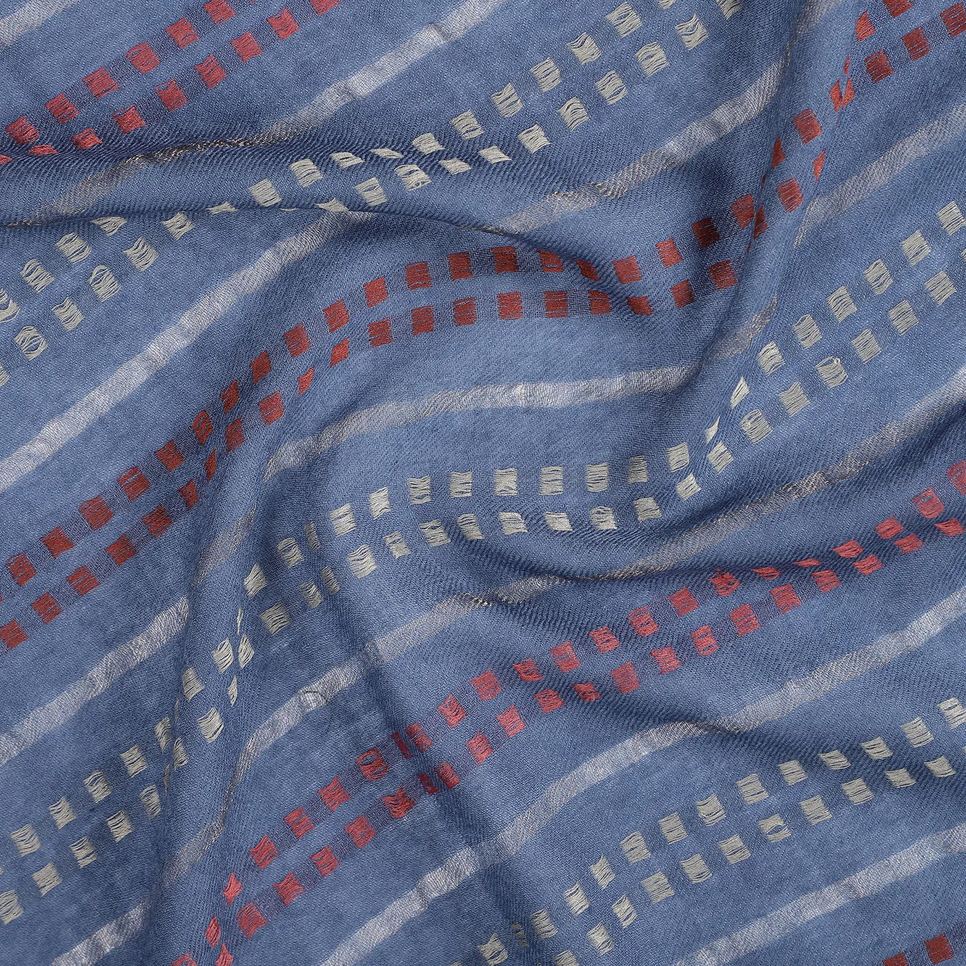 CHAMBRAY PLAIDS Woolen Blue Striped Stole