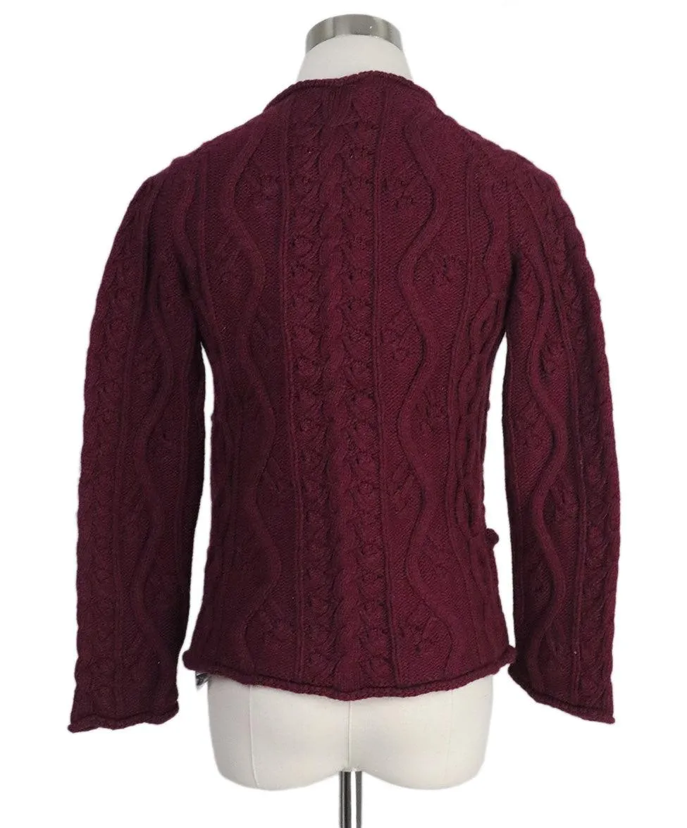 Chanel 2013 Plum Cashmere Cable Knit Cardigan sz 2