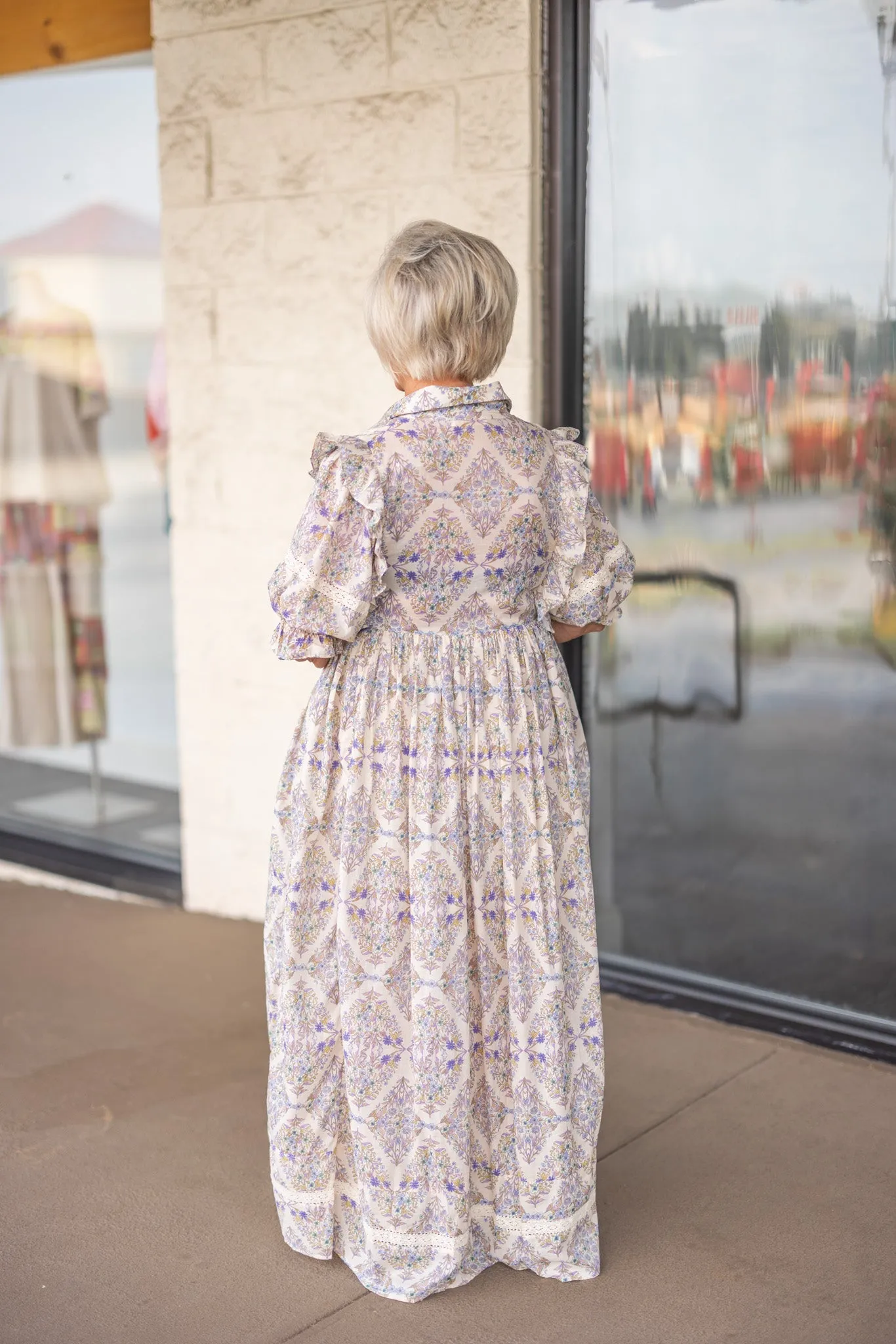 Crocheted Floral Sand Maxi Dress