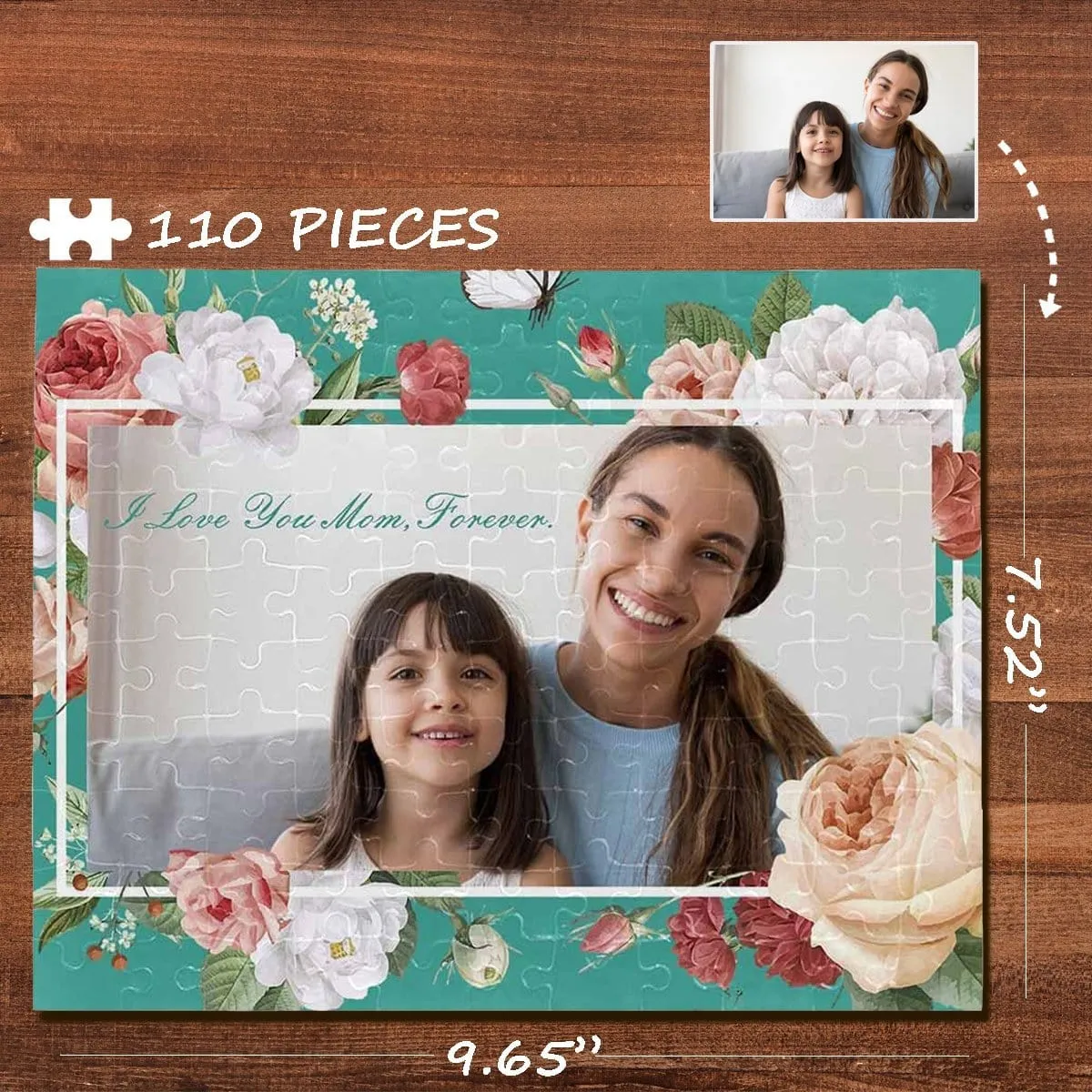 Custom Photo I Love You Mom Rectangle Jigsaw Puzzle Best Indoor Gifts 110 Pieces