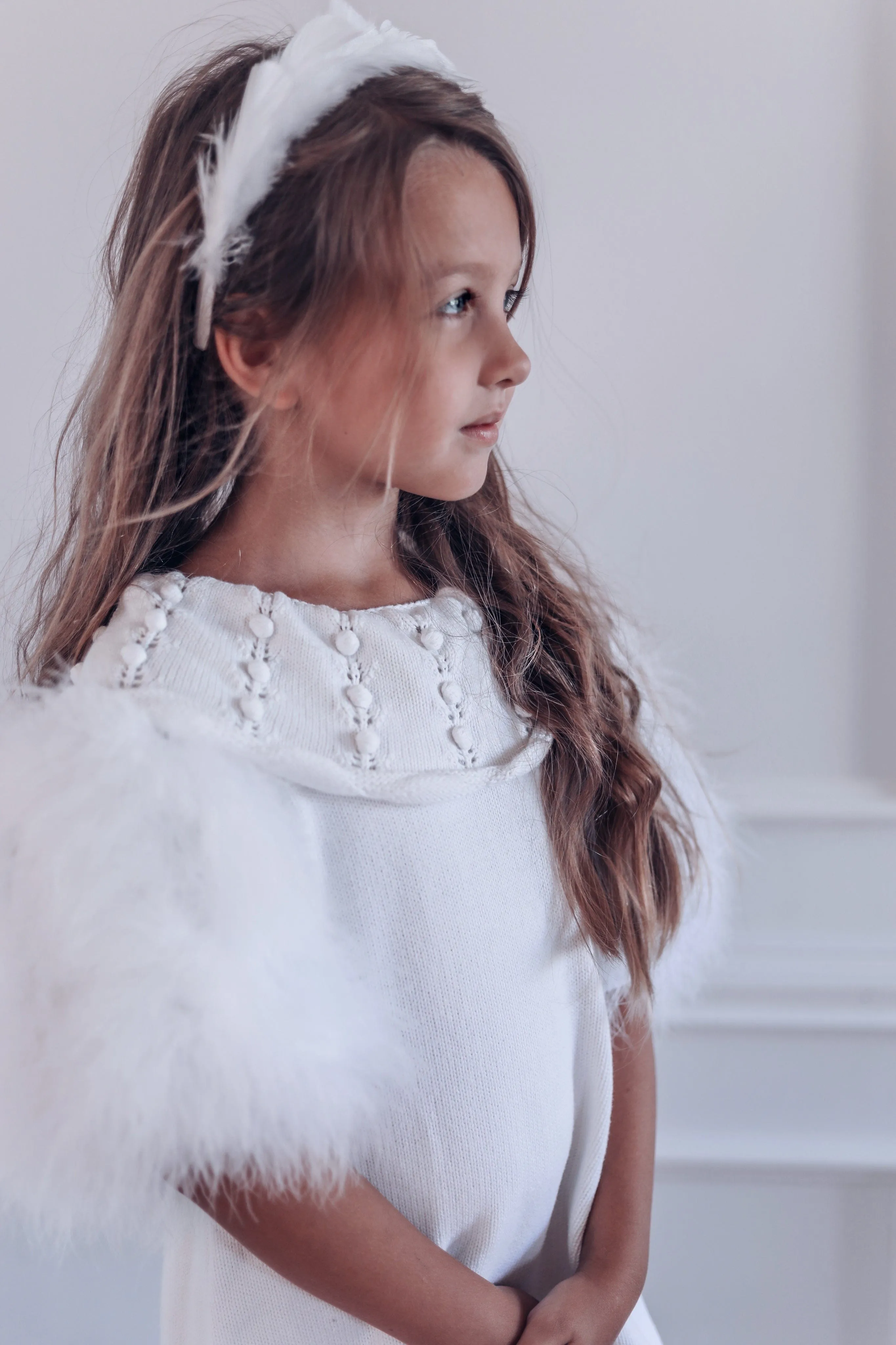 Ella Knit White Feather Dress