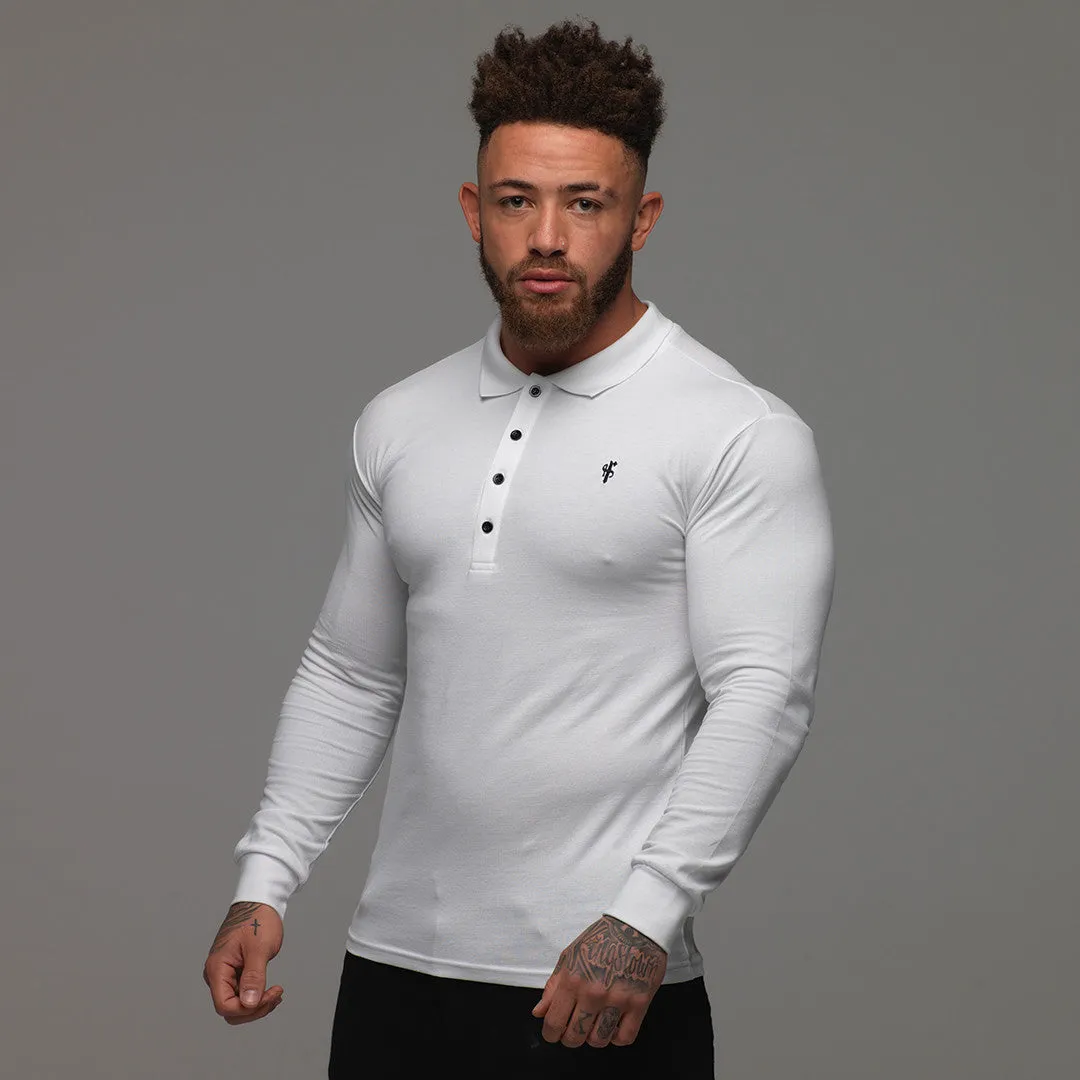 Father Sons Classic White Polo Long Sleeve Shirt - FSH039