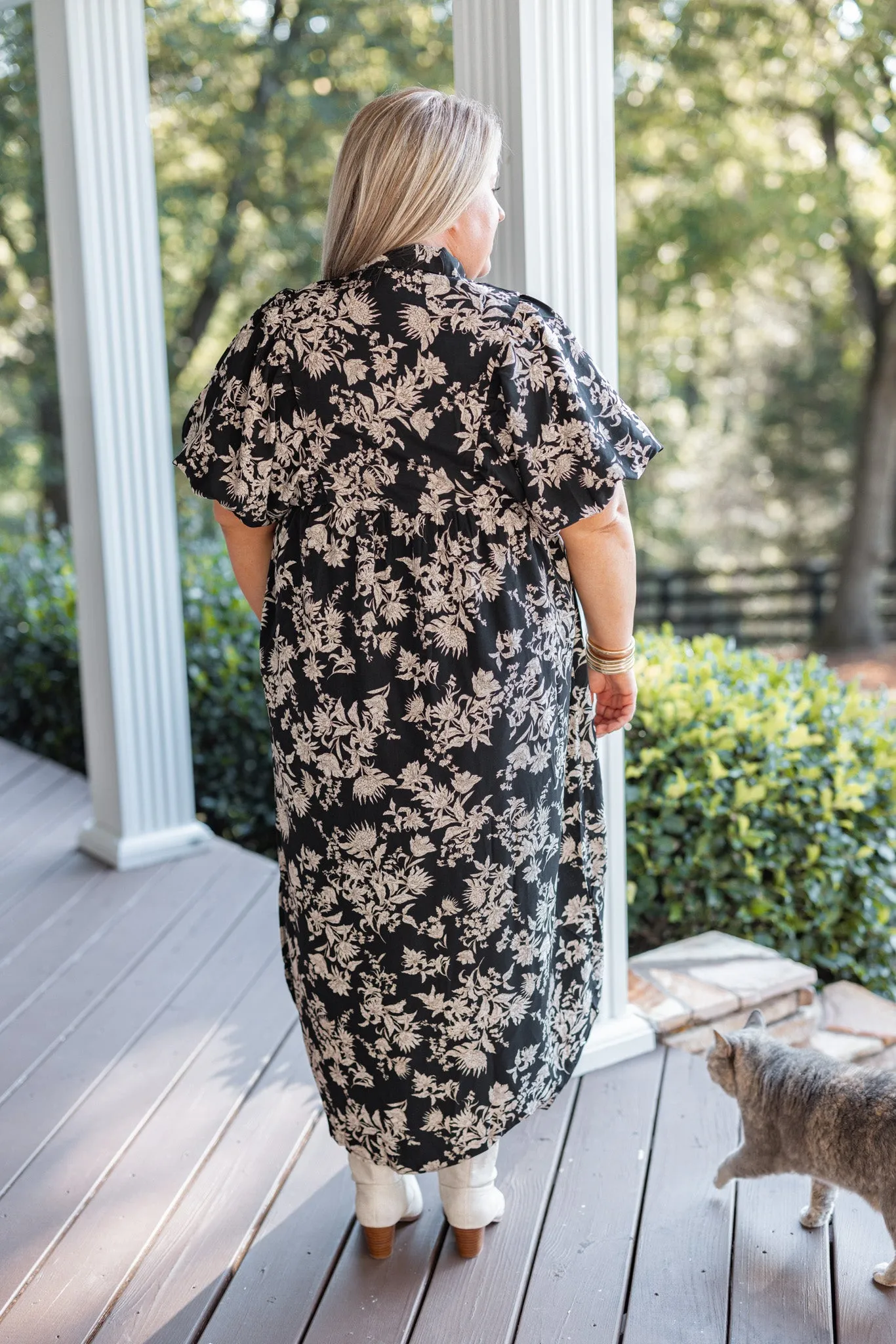 Floral Whispers Black Maxi Dress