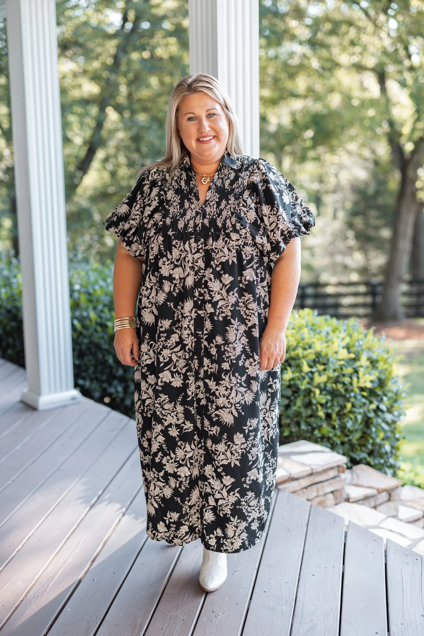 Floral Whispers Black Maxi Dress