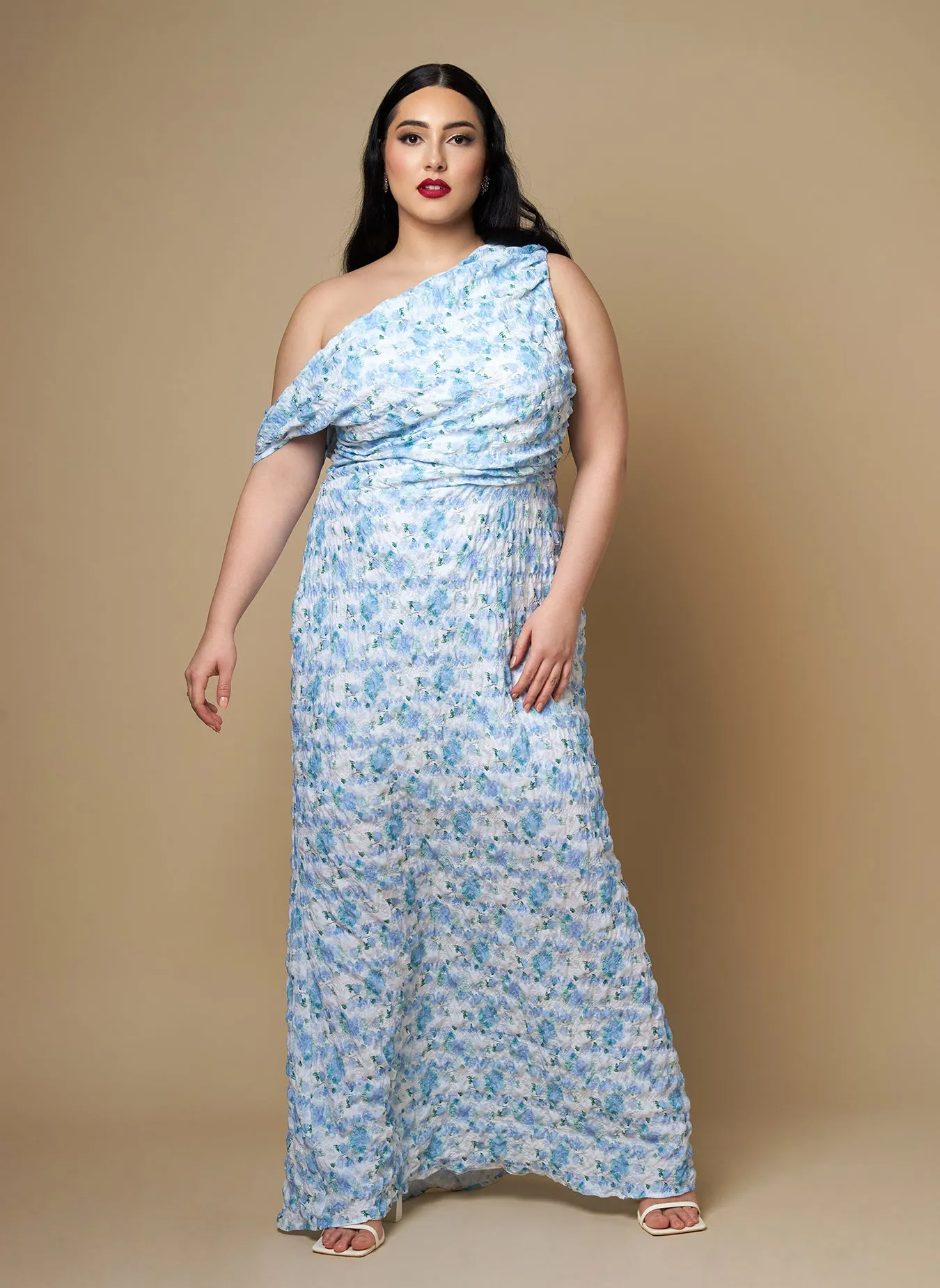 Forget Me Not Floral Asymmetrical Maxi Bodycon Dress