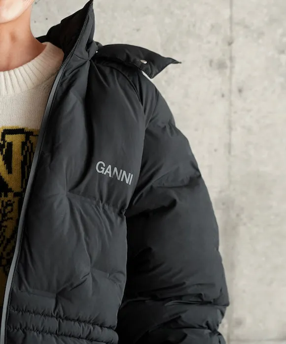 GANNI Soft Puffer Short Raglan Jacket "BLACK"