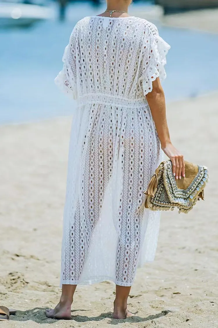 Geraldine Crochet Sheer Swim Cover-Up Dress