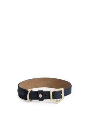 Hampton Dog Collar - Navy Leather & Ink Suede