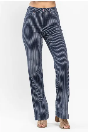 Judy Blue - High Waist Pin Stripe Tummy Control Straight Leg