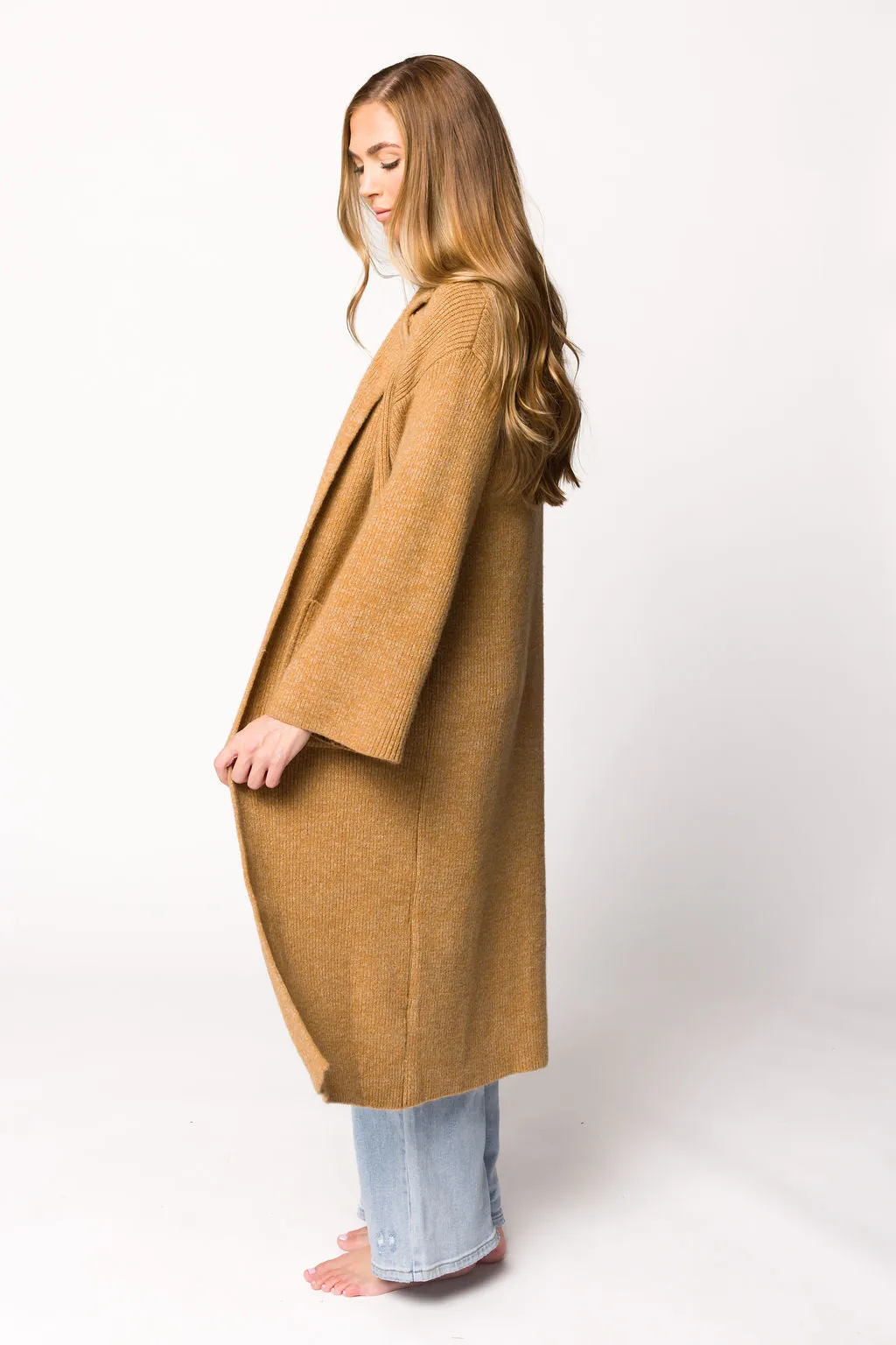 Juliette Knit Cardigan Coat in Caramel