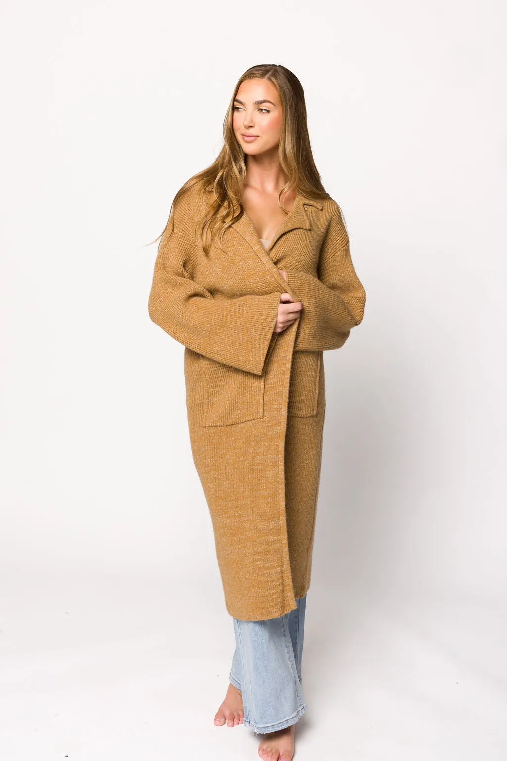 Juliette Knit Cardigan Coat in Caramel