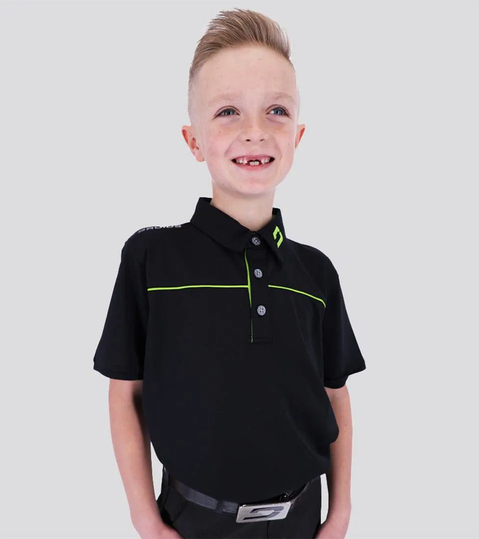 KIDS BLOCK PIQUE POLO BLACK LIME