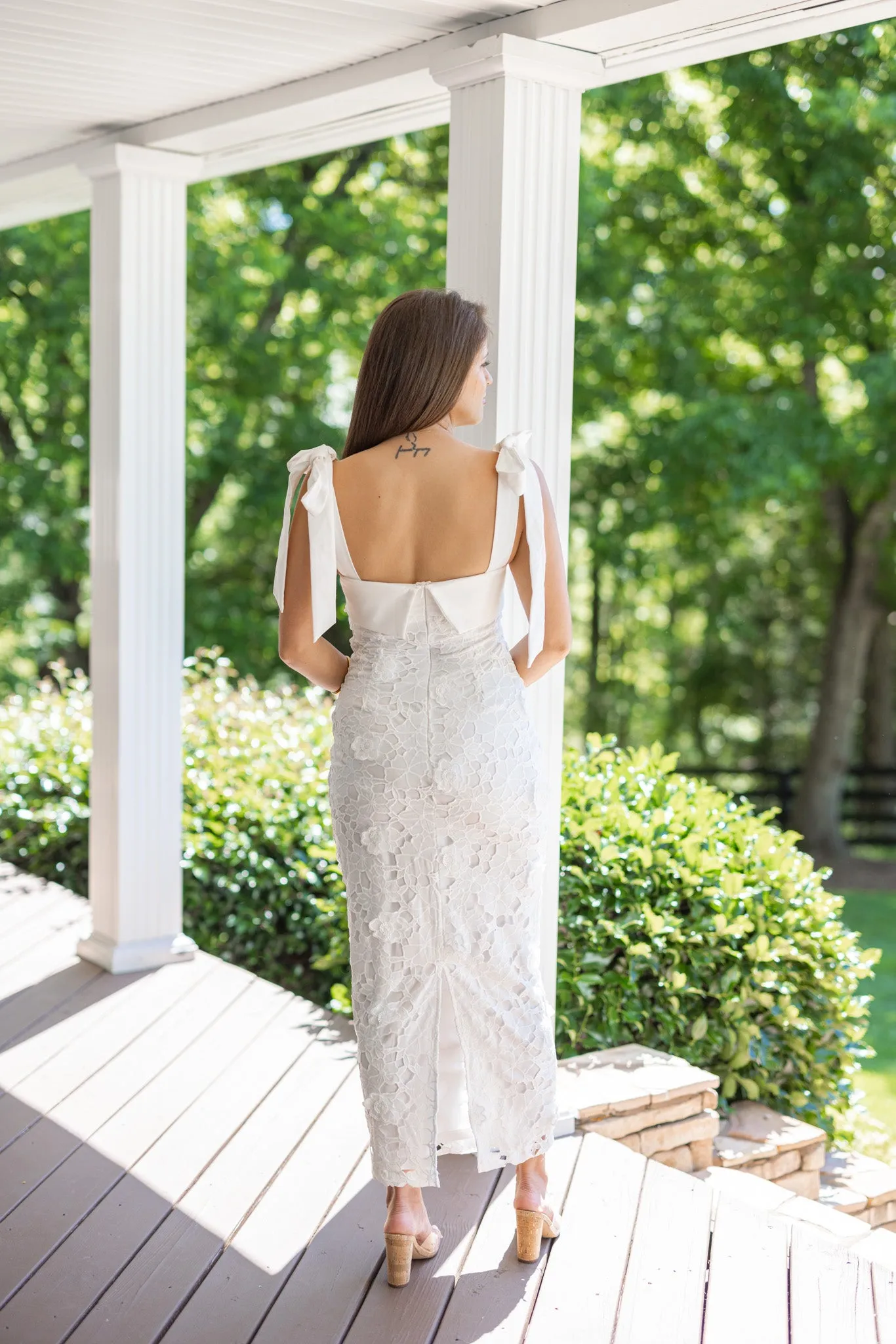 Lace Off White Maxi Dress