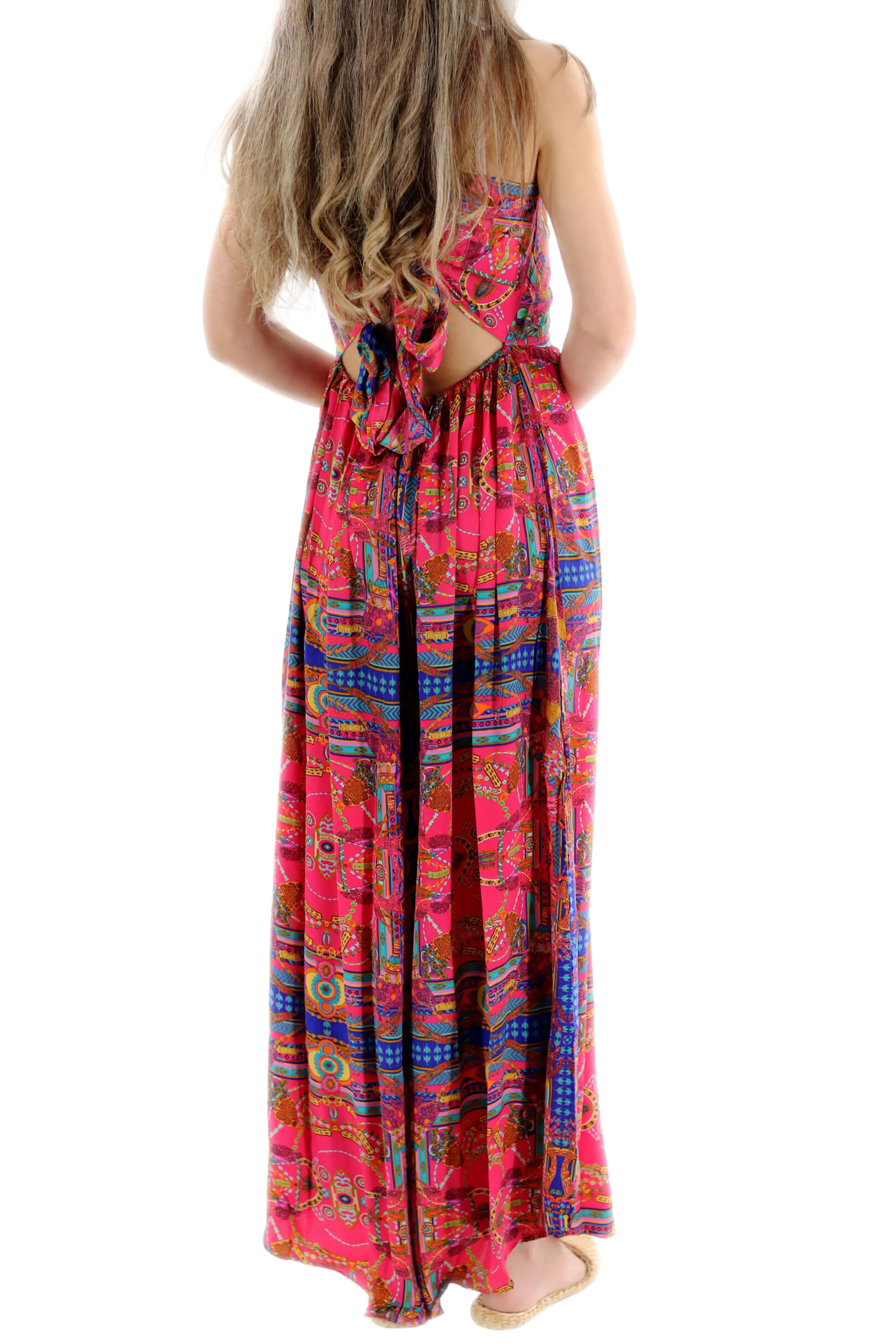 Long Flowy Floral 'Alessandra' Maxi Dress in Coral