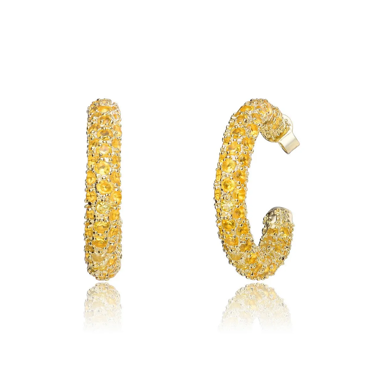 Louise Bright Yellow CZ Hoop Earrings