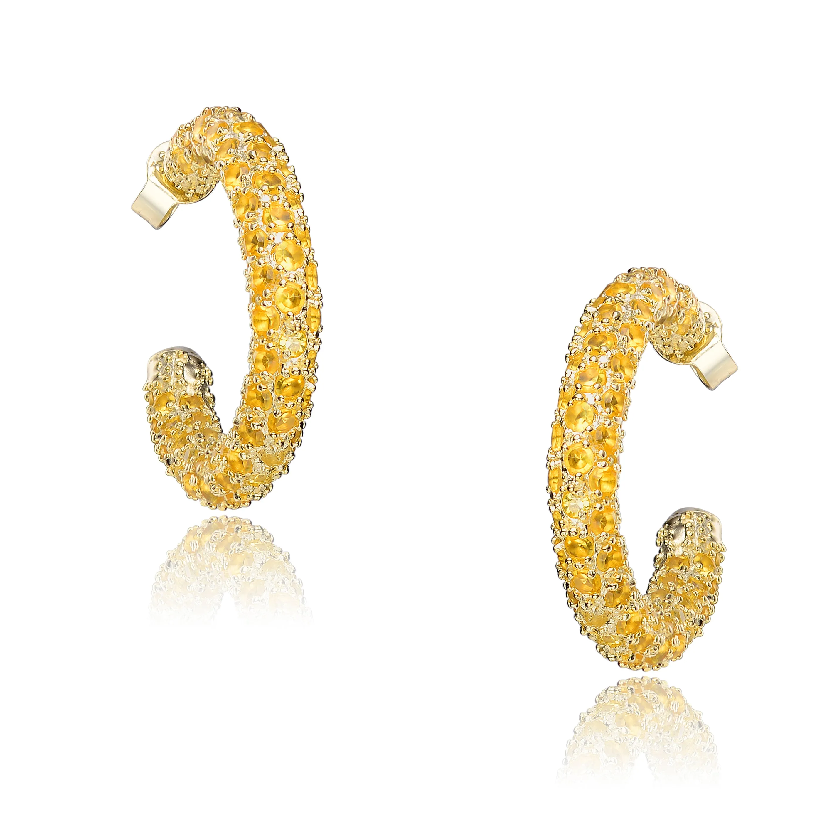 Louise Bright Yellow CZ Hoop Earrings