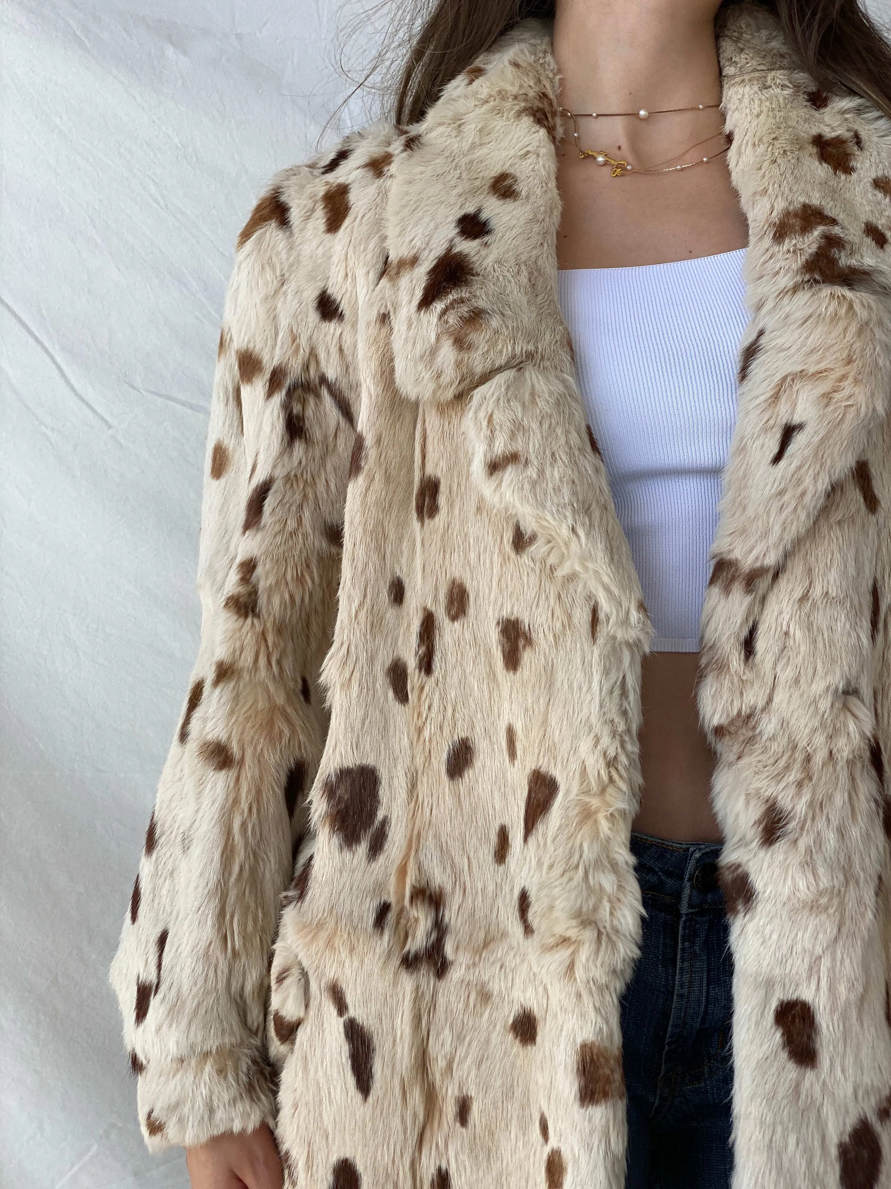 Luxurious Vintage Real Fur Leopard Coat - M