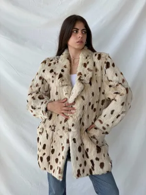 Luxurious Vintage Real Fur Leopard Coat - M