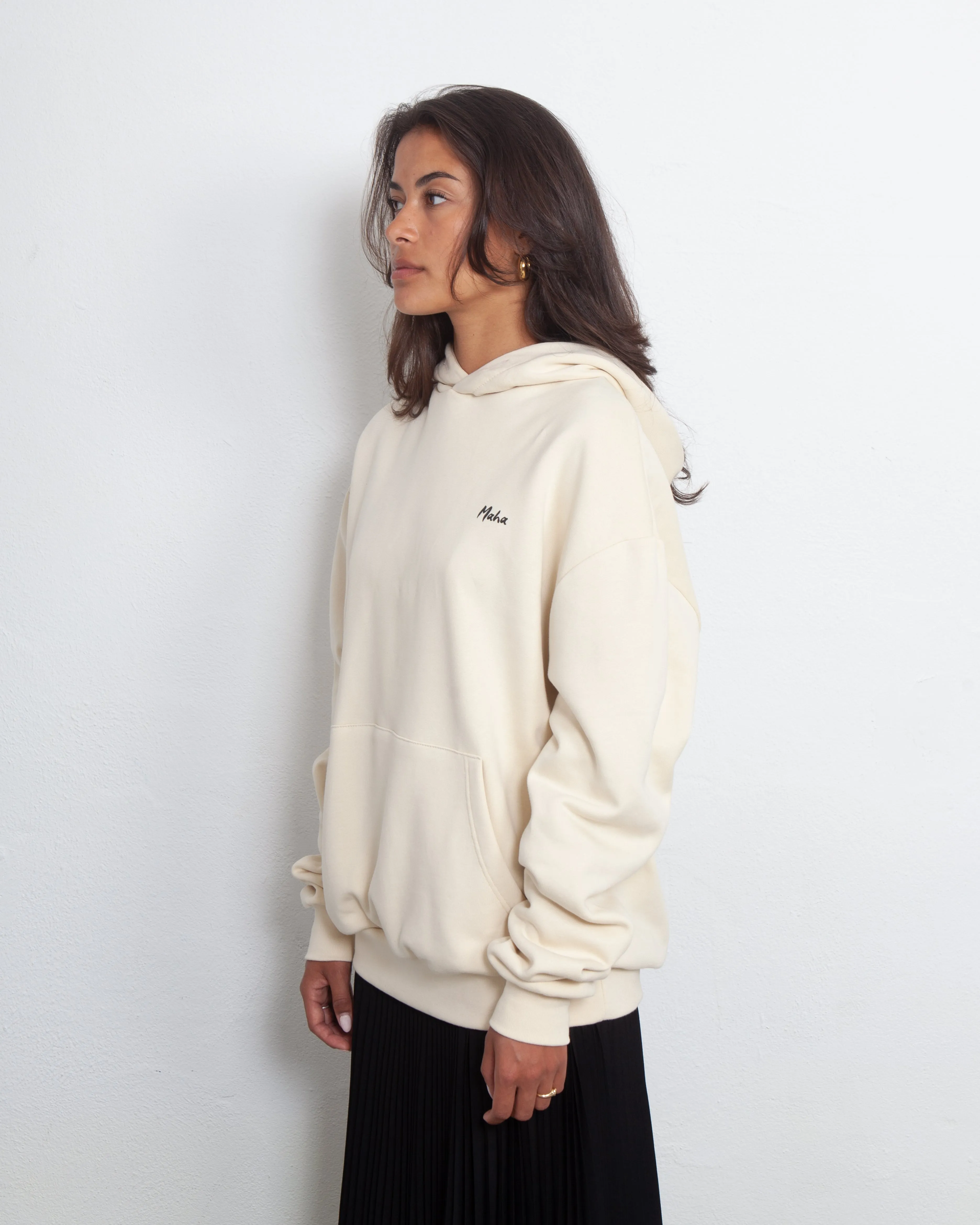 Maha Oversized Logo Hoodie Beige