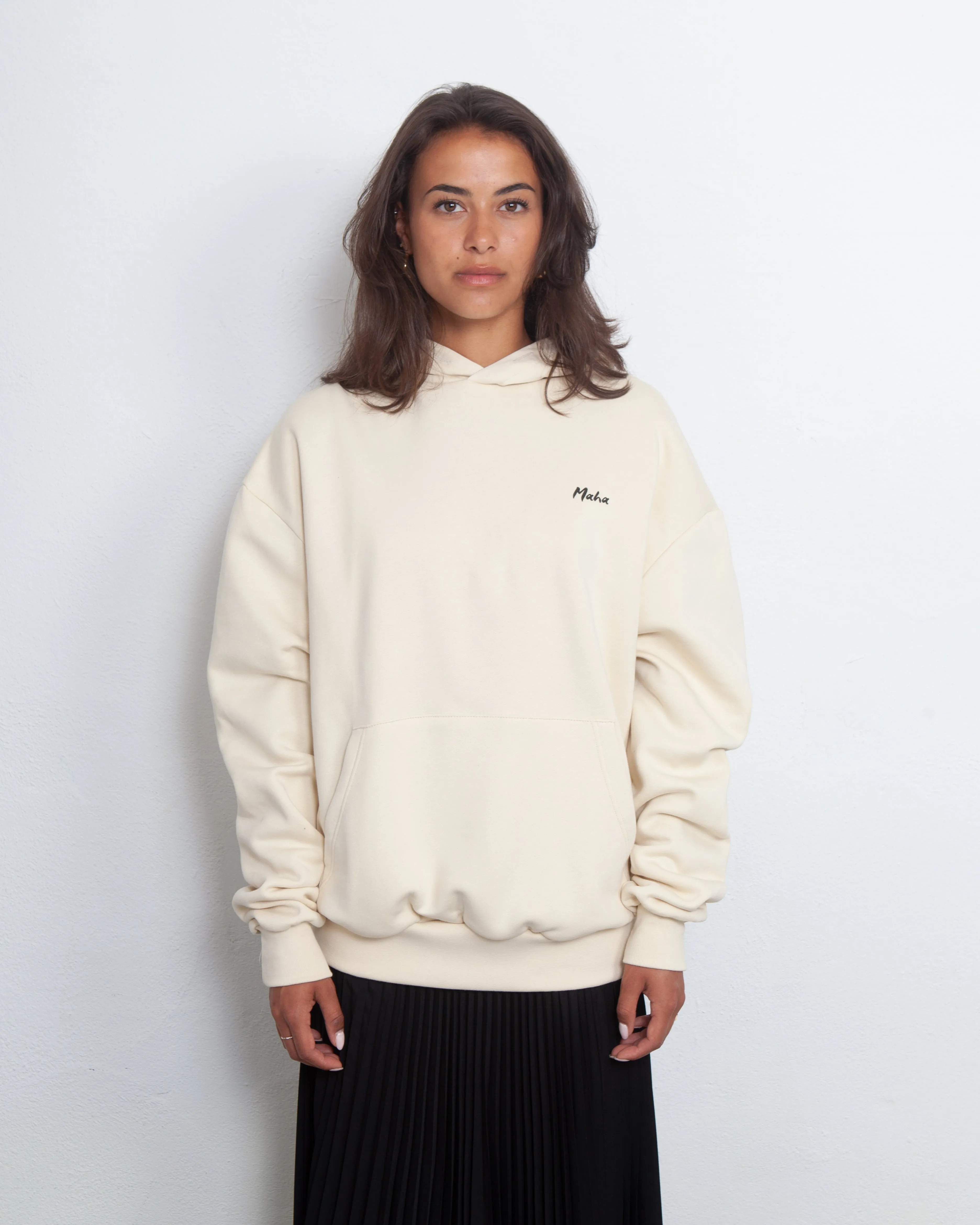 Maha Oversized Logo Hoodie Beige