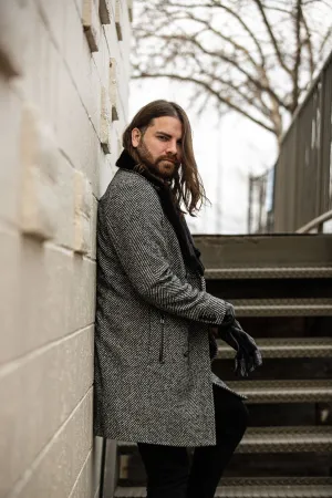 Men's Black and White W/Mink Trim Jacket