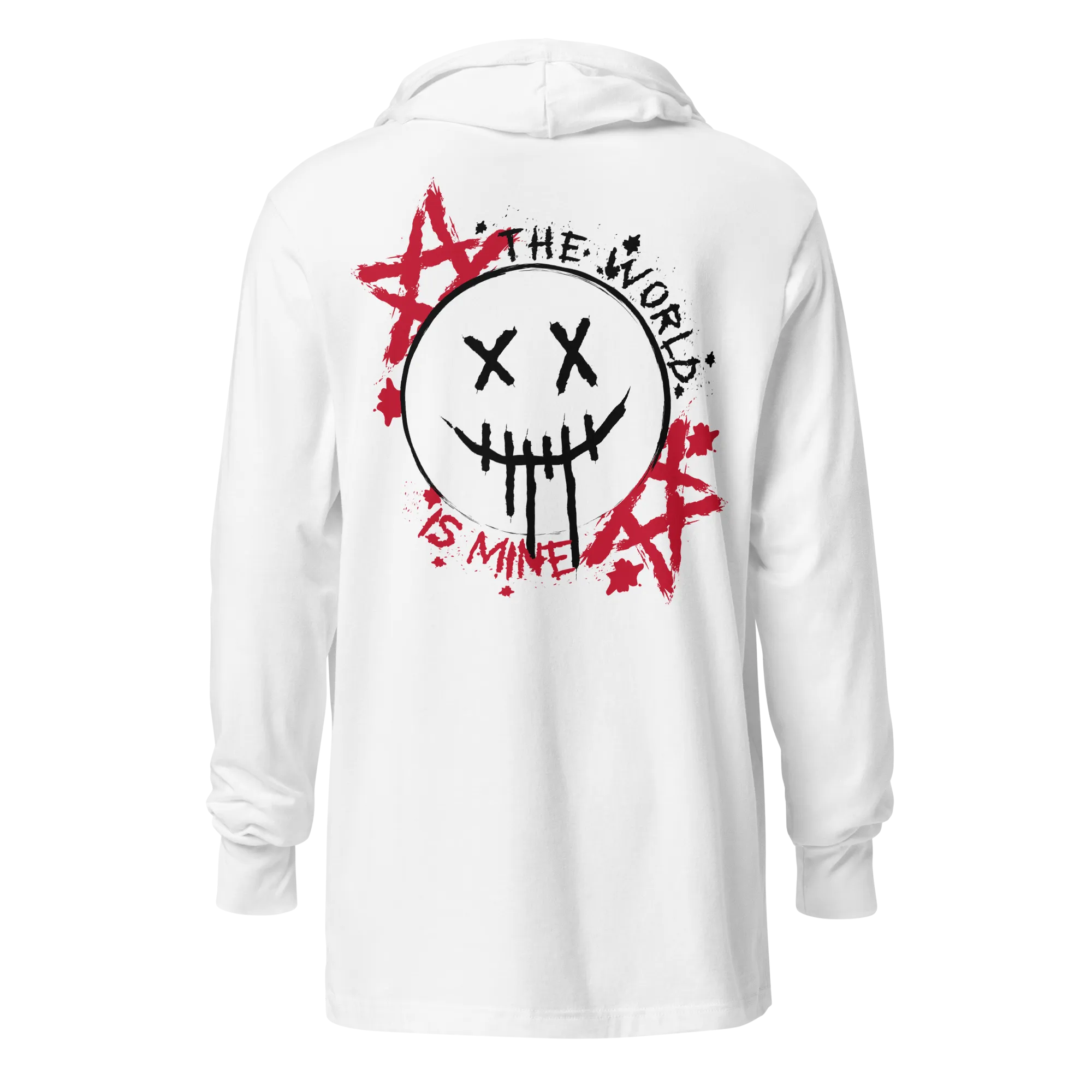 Men's Graffiti Graphic White Hooded Long Sleeve Tee