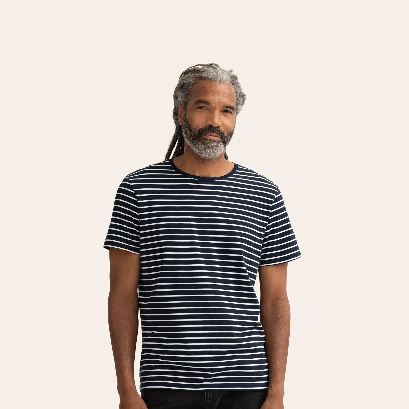 Men's Pima Cotton Nautical Stripe Crew Neck T-Shirt