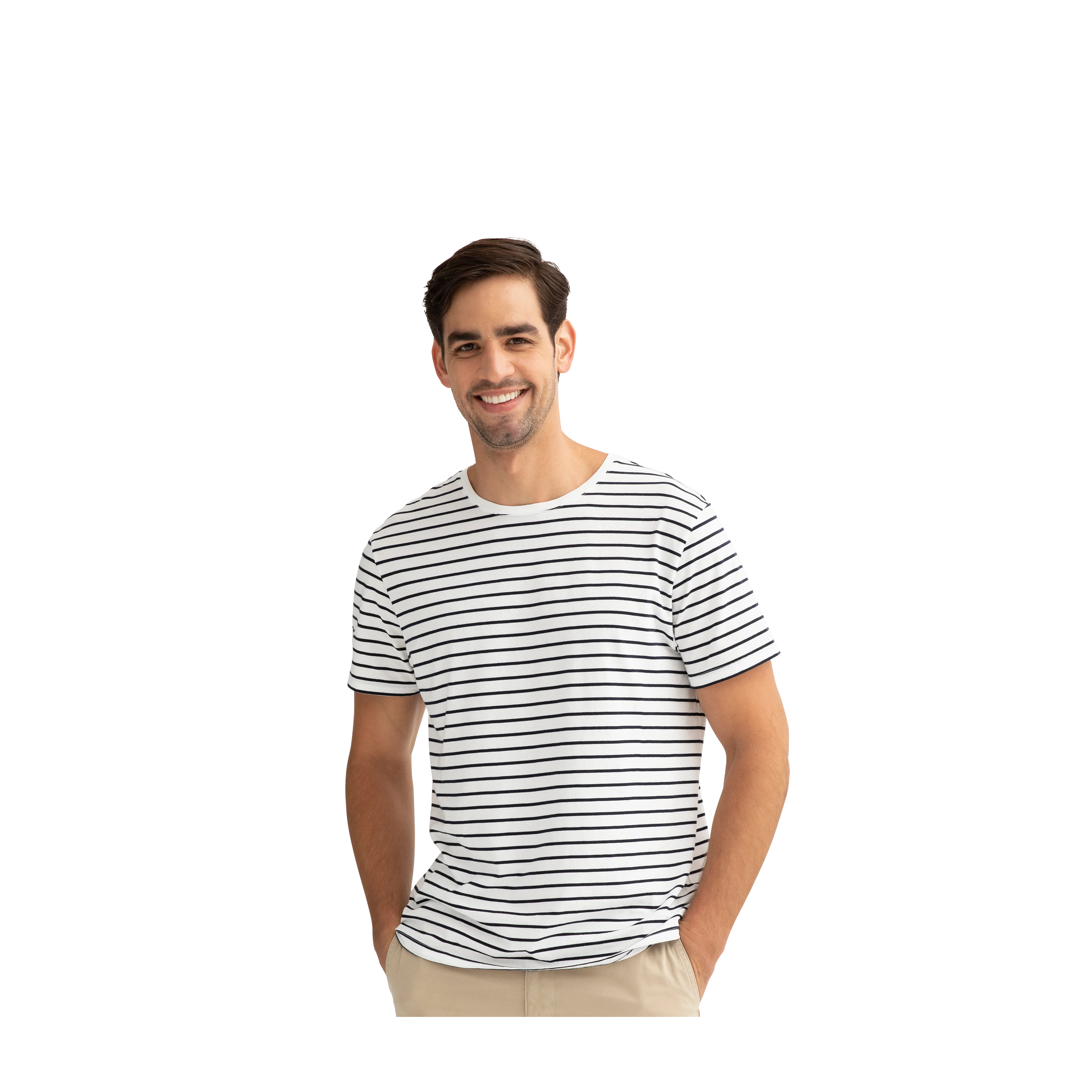 Men's Pima Cotton Nautical Stripe Crew Neck T-Shirt