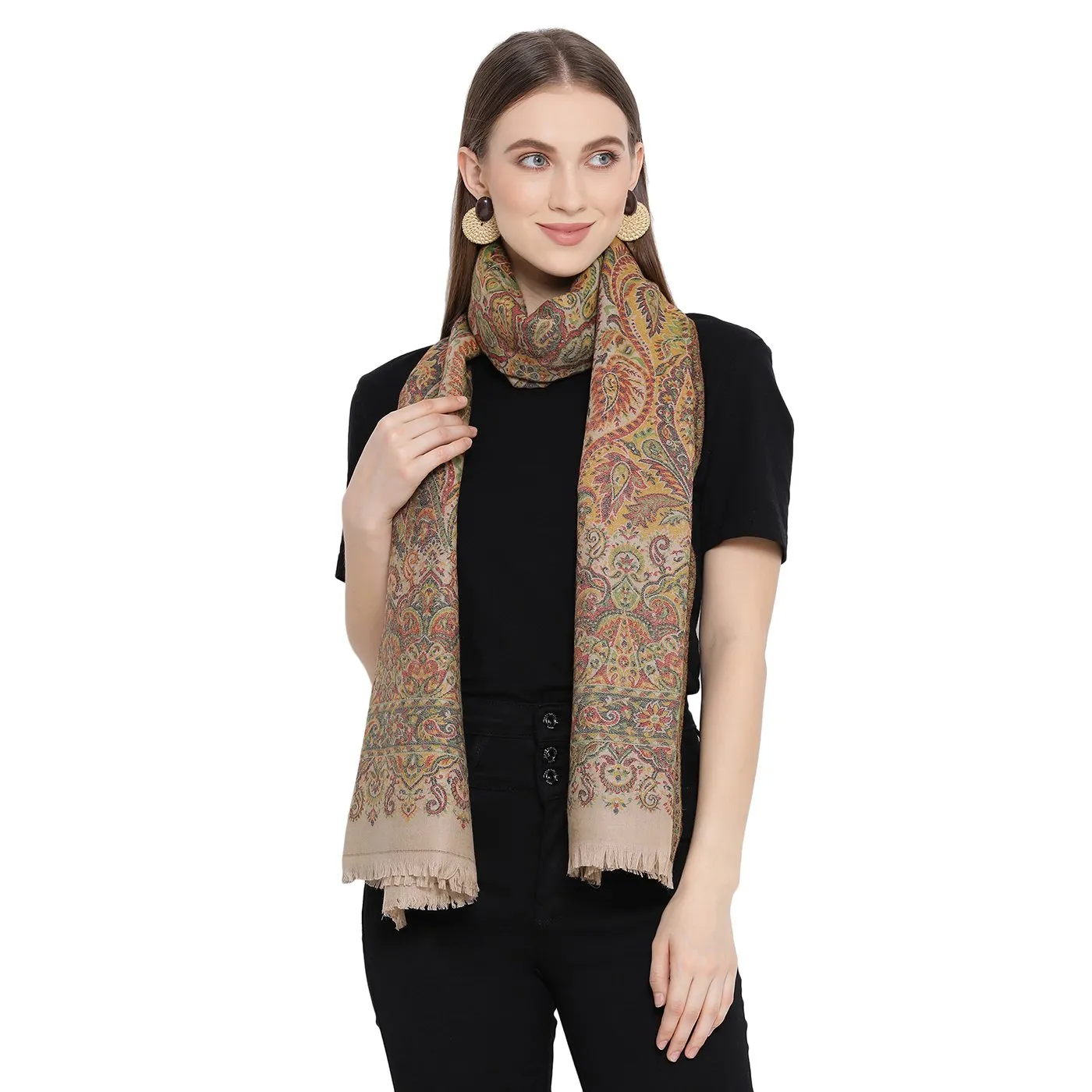 Multi Check Paisley Kani Woolen Stole