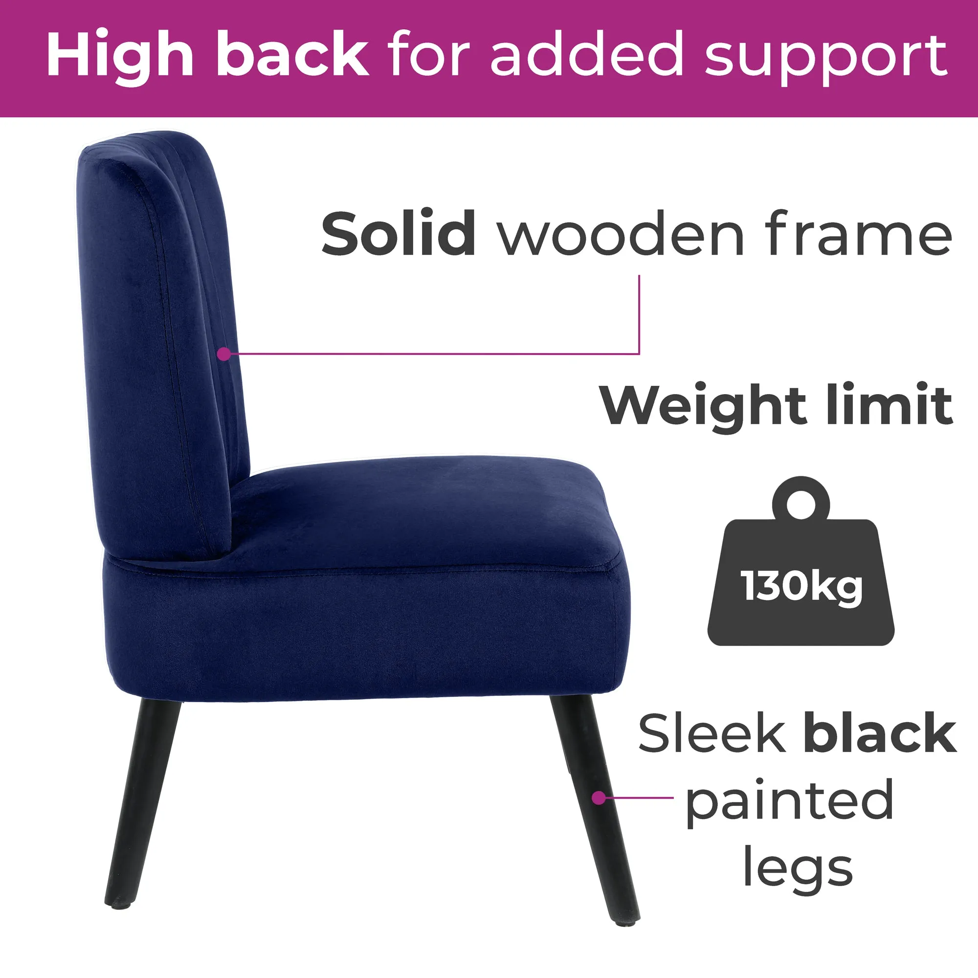 Neo Civita Midnight Blue Crushed Velvet Shell Accent Chair