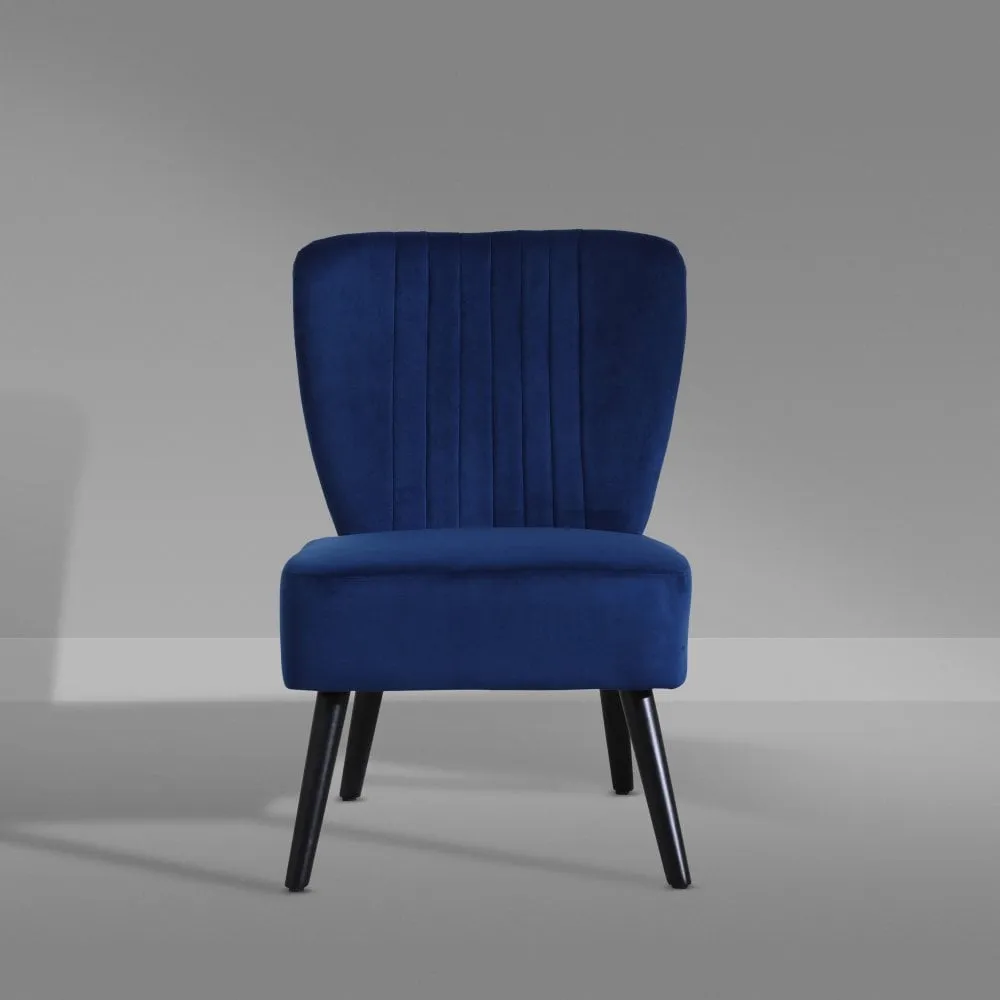 Neo Civita Midnight Blue Crushed Velvet Shell Accent Chair