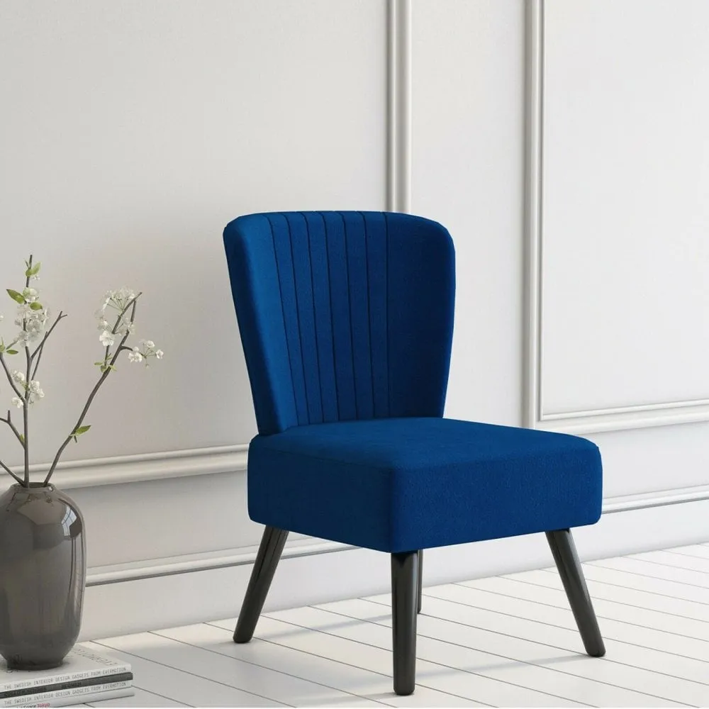 Neo Civita Midnight Blue Crushed Velvet Shell Accent Chair