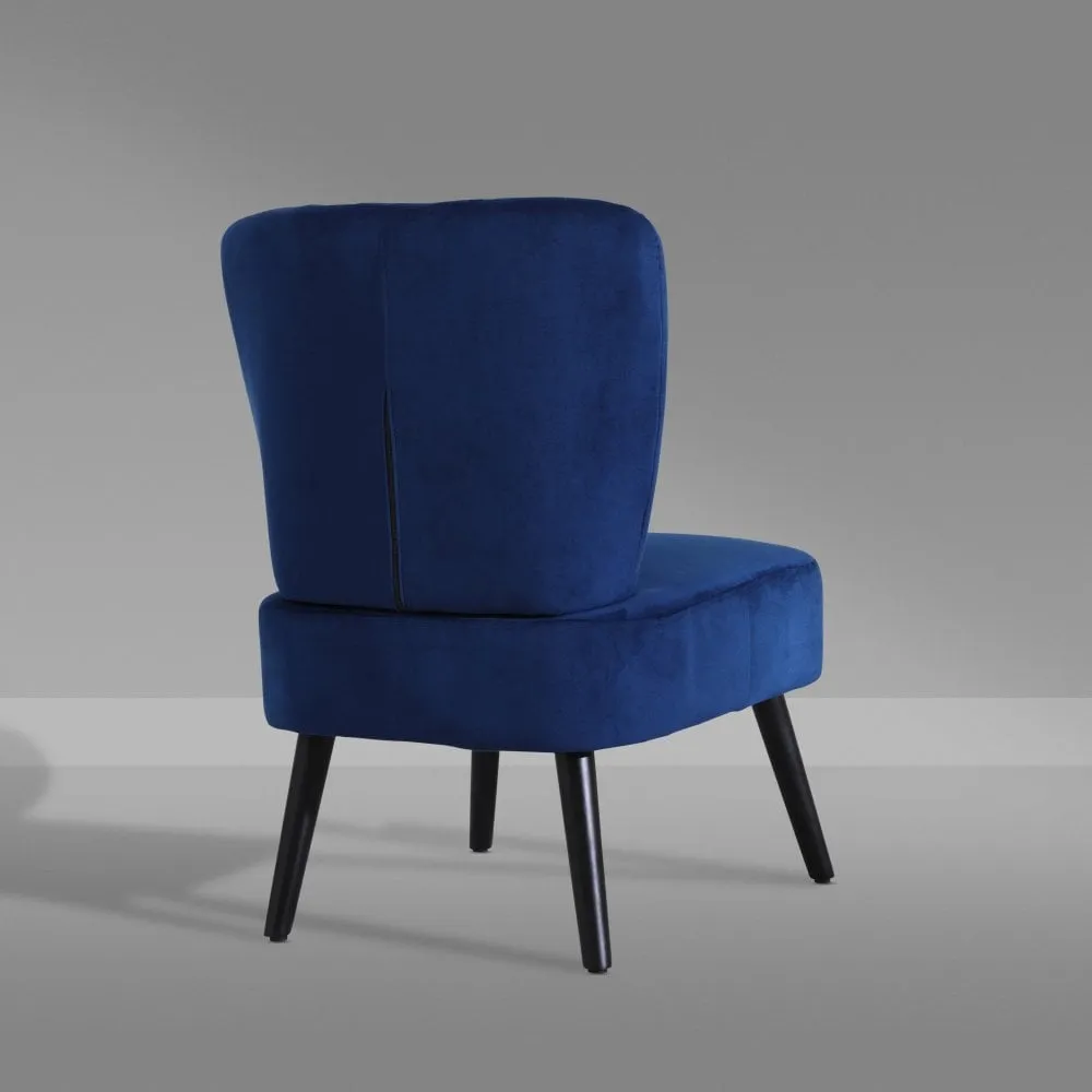 Neo Civita Midnight Blue Crushed Velvet Shell Accent Chair