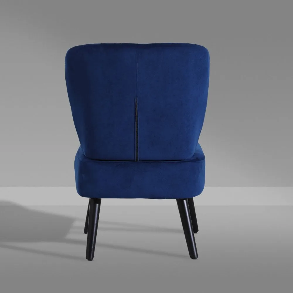 Neo Civita Midnight Blue Crushed Velvet Shell Accent Chair