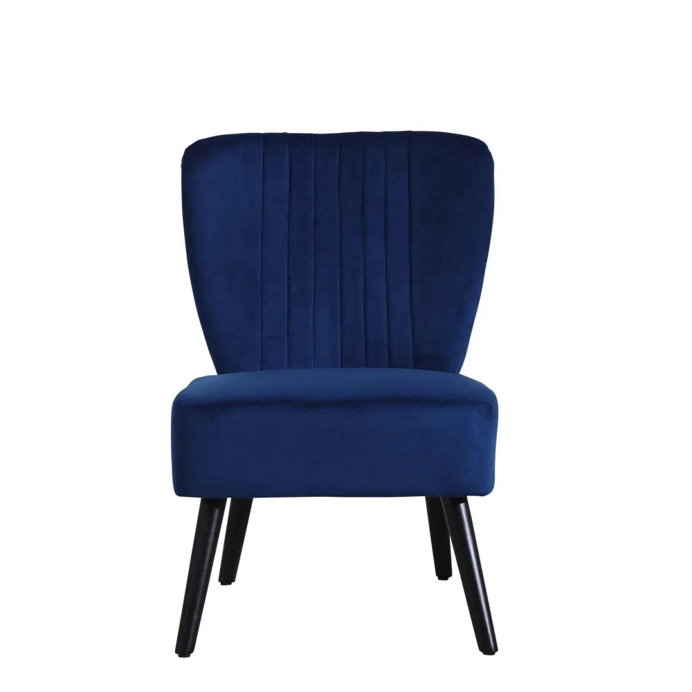 Neo Civita Midnight Blue Crushed Velvet Shell Accent Chair