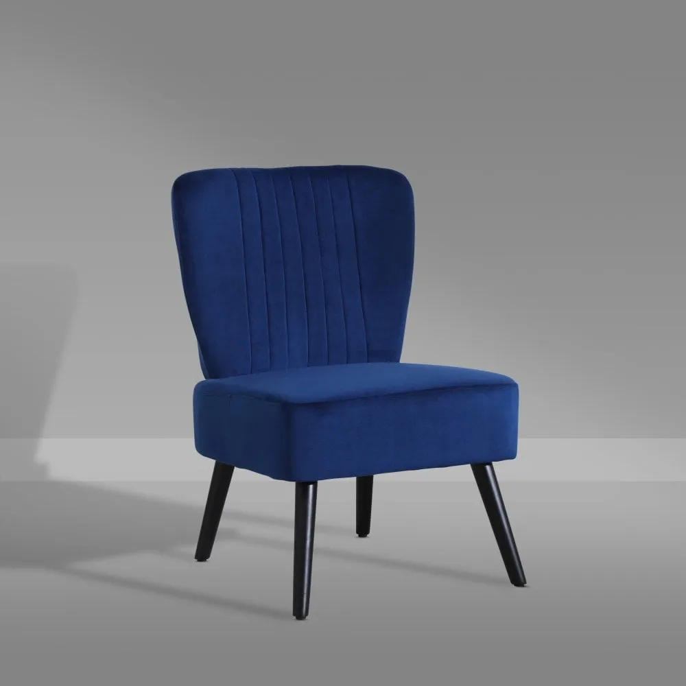 Neo Civita Midnight Blue Crushed Velvet Shell Accent Chair