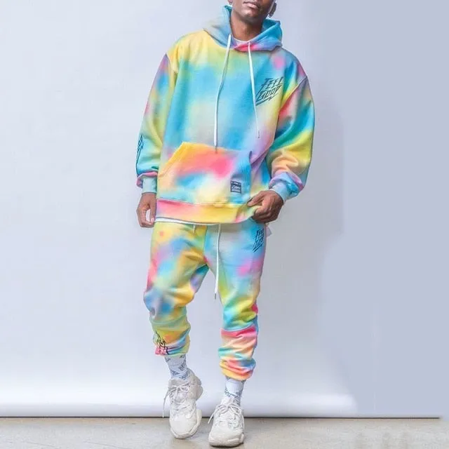 Neon Tie Dye Men's Hoodie & Tracksuit Set