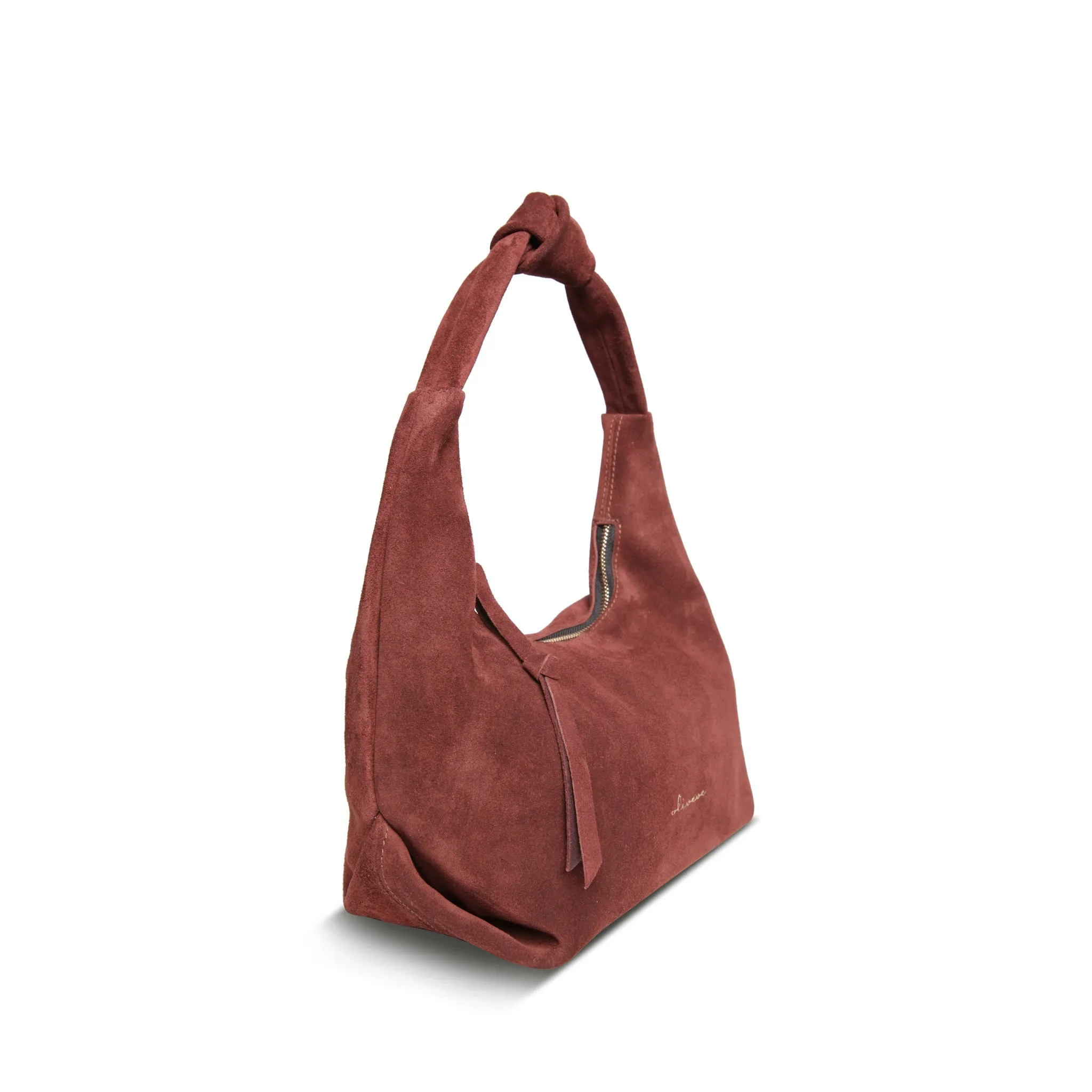 Nora Knot Bag in Spiced Italian Leather Backed Suede