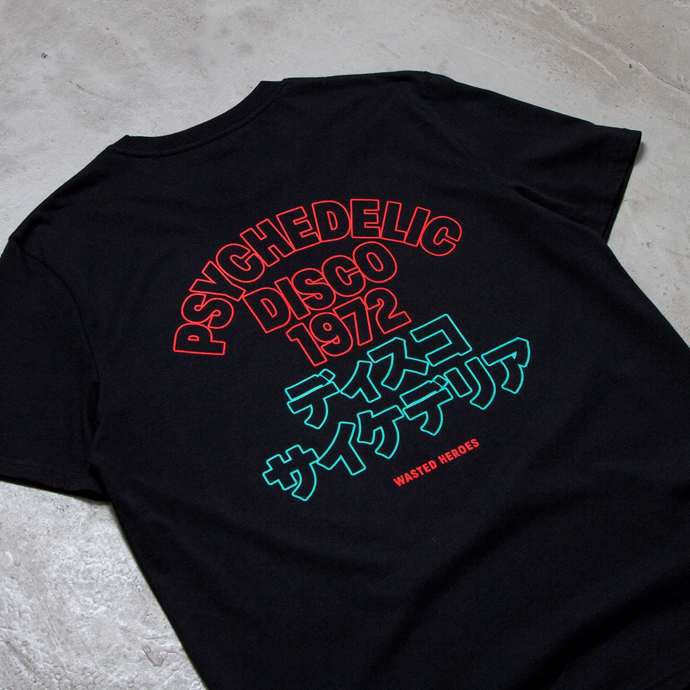 Outline 1972 Psychedelic Disco Back Print - Tshirt - Black