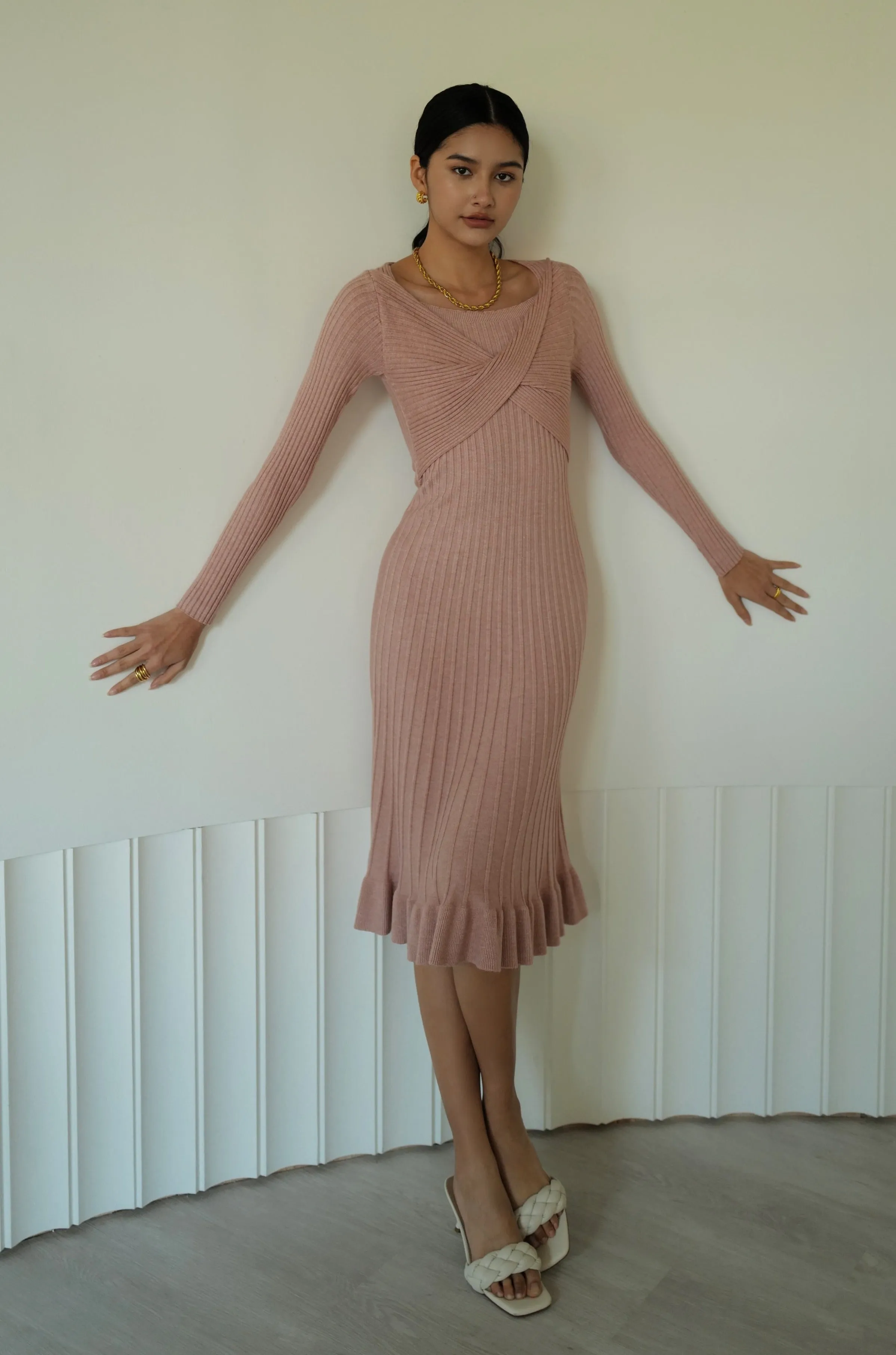 Pink skies knit dress