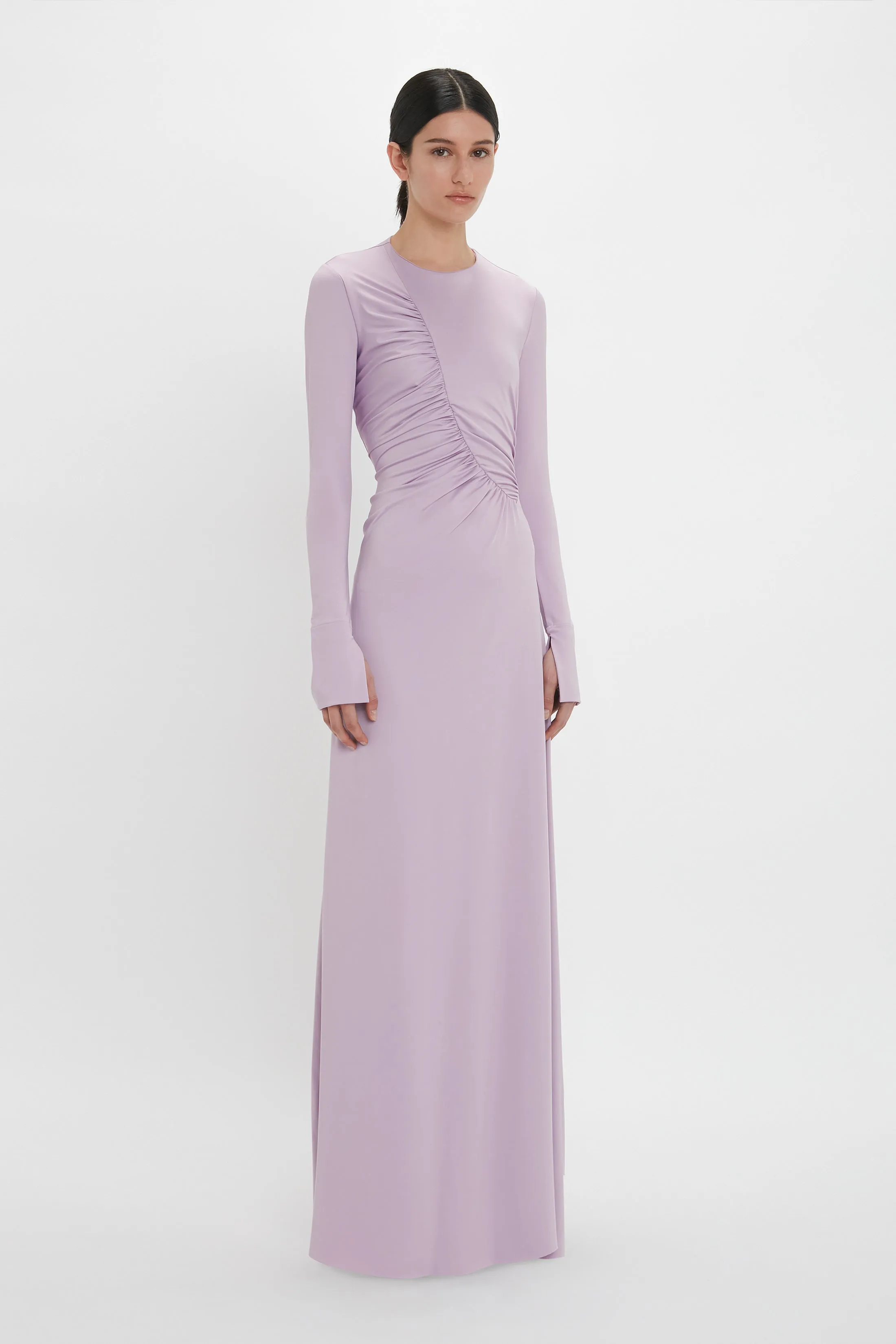 Ruched Detail Floor-Length Gown In Petunia