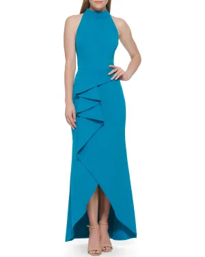 Ruffled Mock-Neck Gown