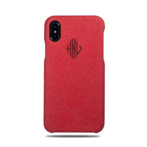 Scarlet Red Micro Suede iPhone Xs / iPhone X Monogram Case