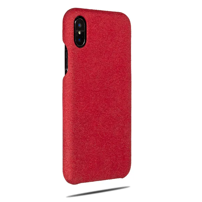 Scarlet Red Micro Suede iPhone Xs / iPhone X Monogram Case