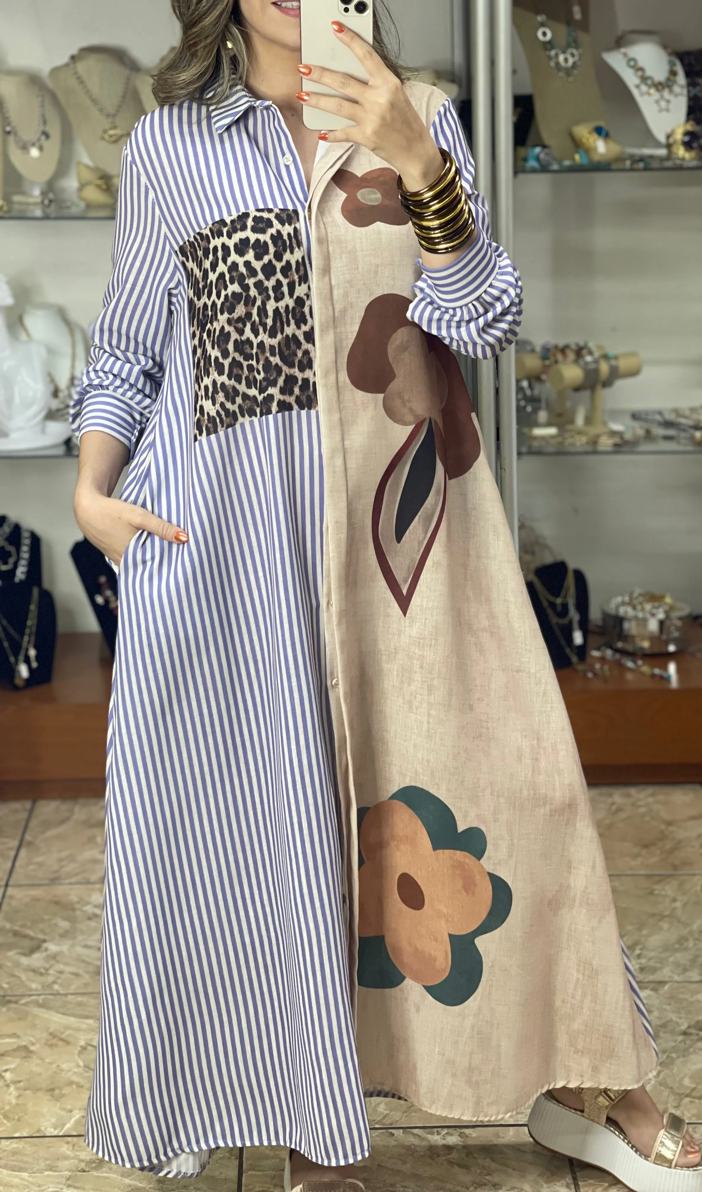 Stripes Leopard Floral OS Maxi