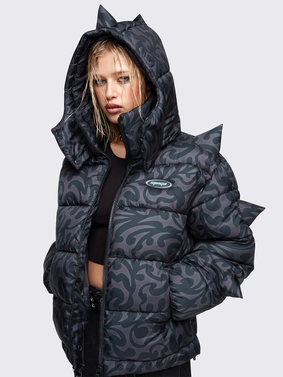 Trippin Spike Hooded Puffer Jacket