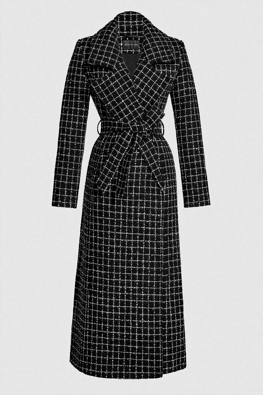 Tweed Suri Alpaca Maxi Notched Collar Wrap Coat