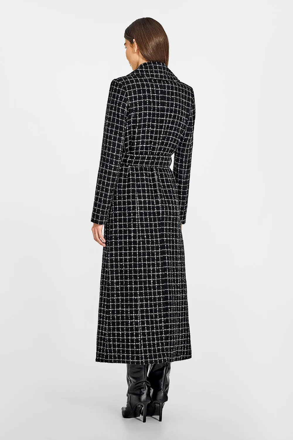 Tweed Suri Alpaca Maxi Notched Collar Wrap Coat