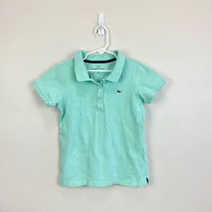 Vineyard Vines Girls Classic Green Pique Polo Shirt Small 7-8